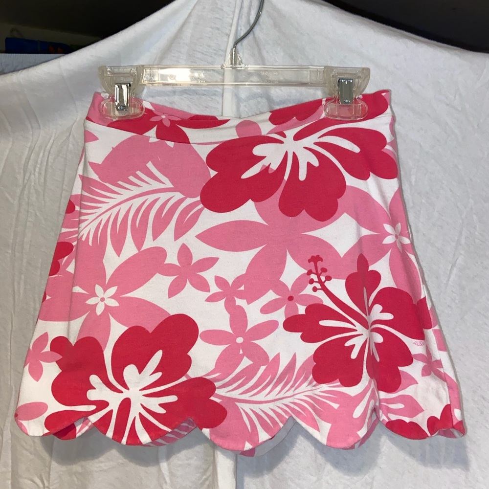 Pink and White Floral Cotton Skort